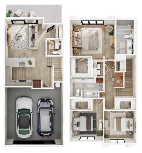Floor plan for 3 beds, 2.5 baths, 1463 sqft